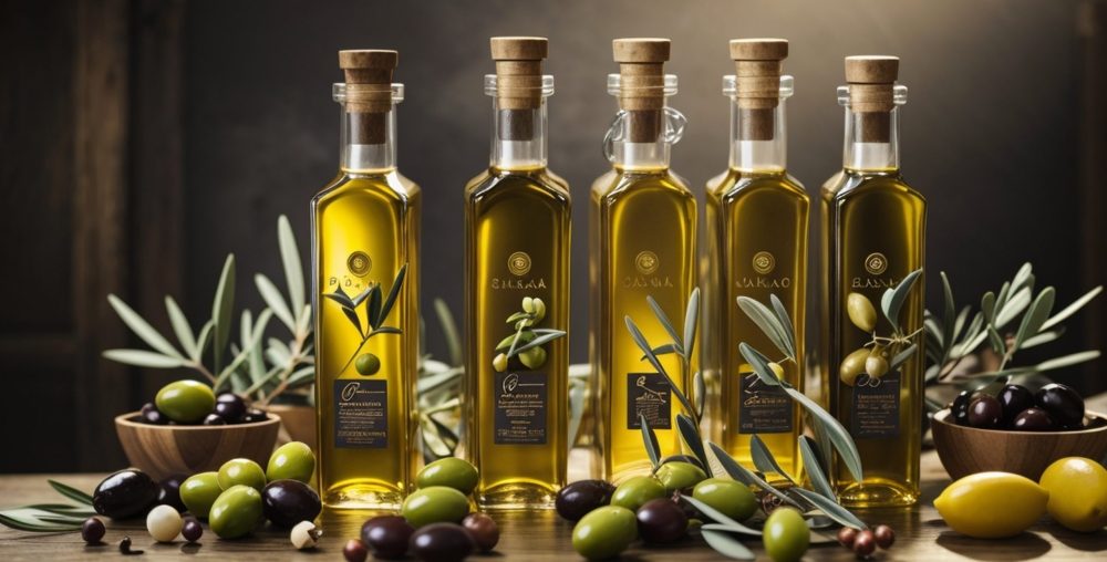 Collection visuelle dédiée à la bouteille d'huile d’olive premium. Packshots, compositions culinaires et ambiance terroir.