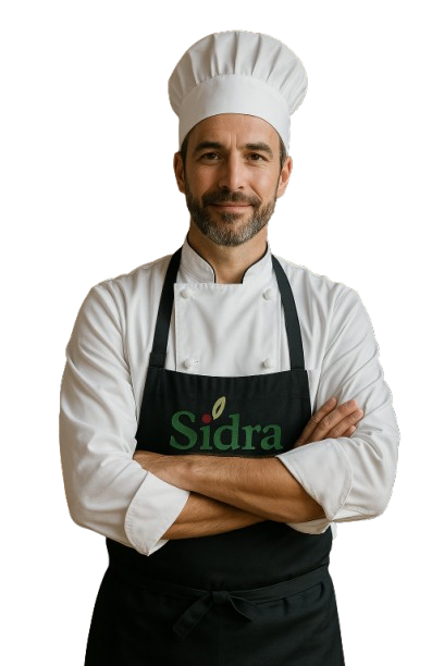 Chef pâtissier SIDRA boulangerie méditerranéenne Paris en tenue professionnelle – Contacter nous pour vos commandes de pâtisseries orientales et françaises